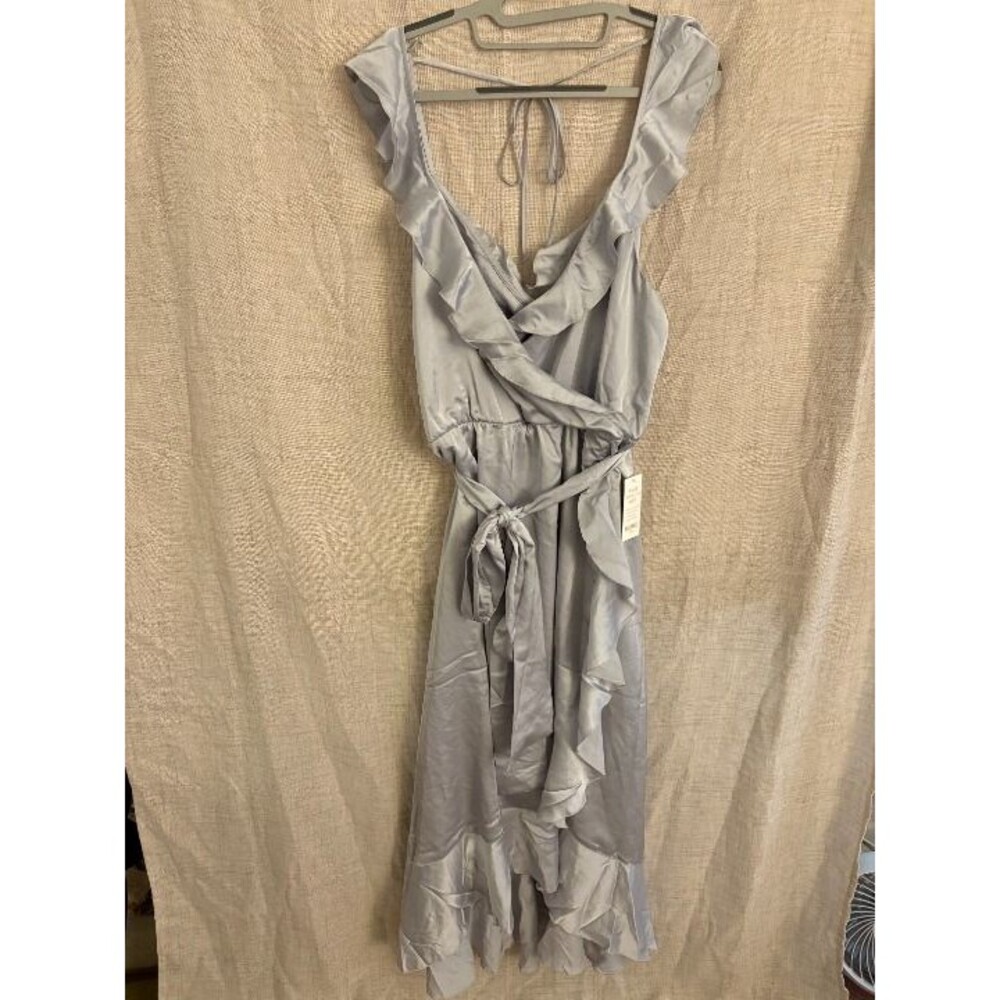 Show Me Your Mumu silver ruffled wrap dress